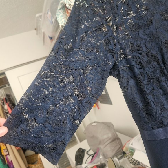 Missymay Women's Vintage Floral Lace Ruffle Half Sleeve Evening Dress - Picture 5 of 7